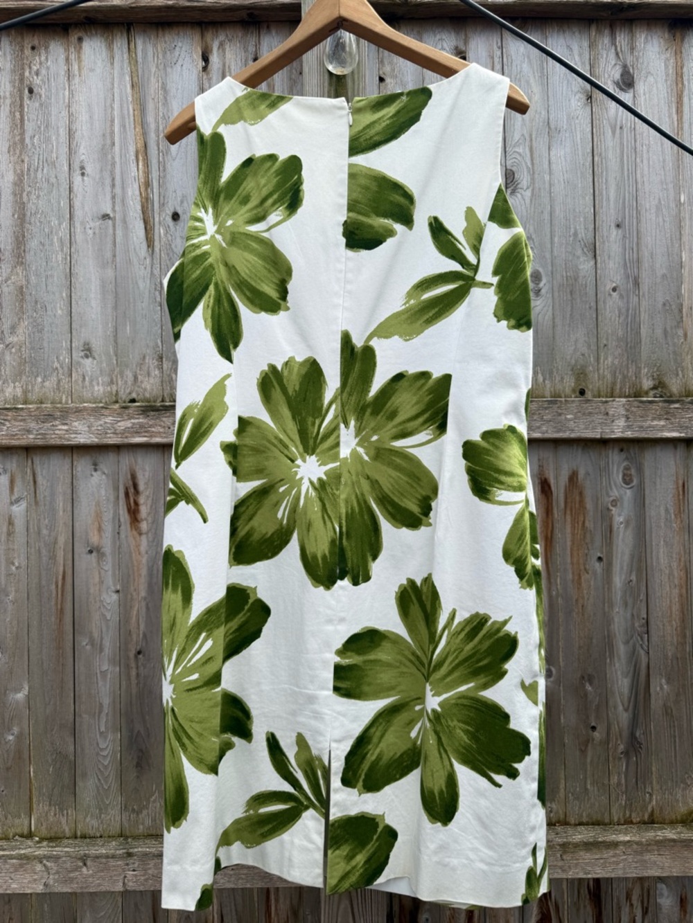 Jones New York White Cotton Dress with Green Floral Print - Picture 3 of 8